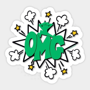 OMG!! Comic Bubble Green Sticker